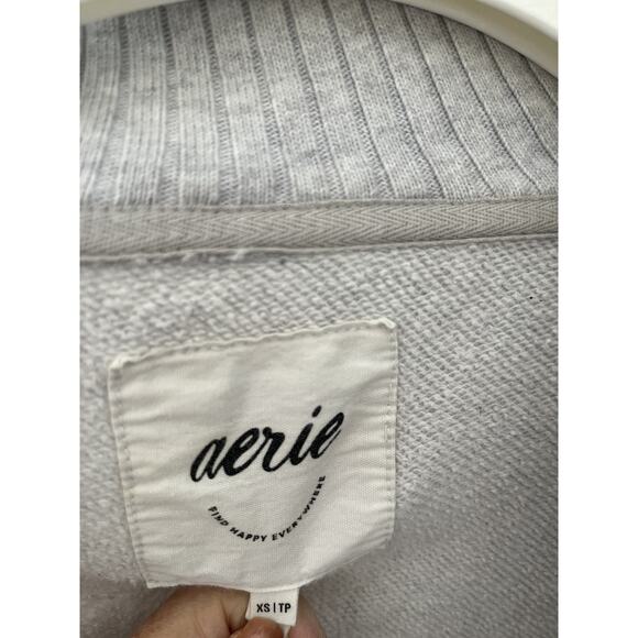 Aerie Women XS/TP Sweatshirt Top Pullover Ribbed Zipper Neck Oversized Casual - Picture 2 of 12
